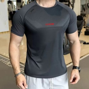 Wholesale Men Athletic Compression T <b>Shirts</b>, <b>Polyester</b> Solid Knitted Dryfit, Quick Dry Breathable for Gym Running Daily Training - Product Image 2