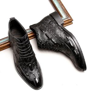 Bottes Chelsea en cuir pour hommes, en cuir de vachette, style formel professionnel, bottes Martin en cuir gravé de style anglais - Product Image 2