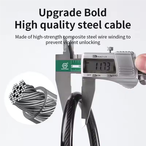Candado de <span class=keywords><strong>Cable</strong></span> para Bicicleta de Alta Resistencia, 120 cm, Doble Desbloqueo con Llave y Combinación, Recubierto de PVC, Impermeable, Antirrobo - Product Image 4