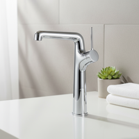 Robinet de lavabo simple trou Momali en laiton avec cartouche céramique, finition noir gunmetal, poignée unique, eau froide/chaude