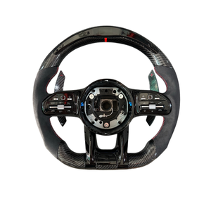 Volante Deportivo de 3 Radios con LED y Fibra de Carbono para <span class=keywords><strong>Mercedes</strong></span>-<span class=keywords><strong>Benz</strong></span> Serie A, C, E, S, G, CLS, CLA, GLE, <span class=keywords><strong>GLS</strong></span>, W166, W117, W218 - Product Image 2