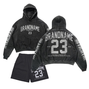 Comfortable Matching Apparel for Daily Lifestyle Wear Men's Casual Hooded Sweatshirt Shorts <b>Set</b> Breathable Streetwear Print - Product Image 1