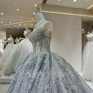 Jancember DW0121 vestidos de novia de mujer con cuentas de cristal azul brillante para niñas - Product Image 5