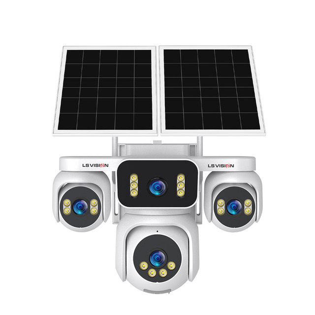 LS VISION HD 4K 16X Zoom Outdoor Night Vision Two-Way Audio Four-Lens AOV IP66 4G Solar Panel PTZ Network Surveillance Camera