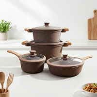 Set Panci Masak Anti Lengket Sanlang Berkualitas Tinggi, Lapisan Keramik Aluminium Cor Granit, Set Peralatan Masak Anti Lengket, Set Panci dan Wajan