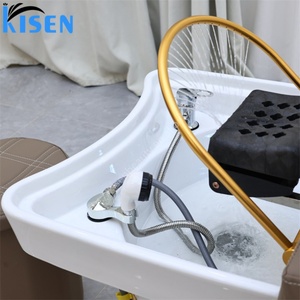 KISEN Thai Head Spa Head Therapy Shampoo <b>Bed</b> Japanese Head Spa <b>Bed</b> Salon Furniture Thai Hair Washing <b>Bed</b> With Wooden Base - Product Image 5