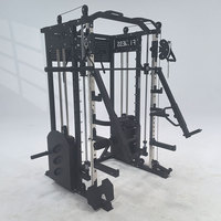 Rack de Squat Professionnel en Acier pour Usage Domestique, Équipement de Gym Cage Power Rack Smith Machine avec Pile de Poids 75kg*2 pour Musculation Bras Unisexe