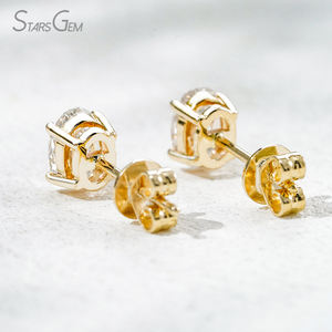 Pendientes de Diamantes Starsgem de 1 Quilate por Par, Diamante Cultivado en Laboratorio de Corte Ovalado de 0.5ct*2, Engaste de 4 Puntas, Oro de 10K - Product Image 3
