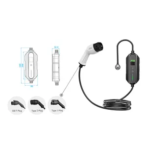 Mode2 Type2 ev adapter 6 ~ 16A einstellbar tragbare ev ladegerät mit IEC 62196 stecker