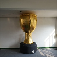 Trophée gonflable géant en forme de coupe dorée, en matériau Oxford/PVC, taille 10-12 pieds, impression par transfert thermique pour la publicité