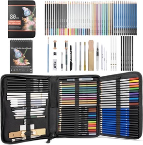 HB 80-Pack Art Pencil <span class=keywords><strong>Set</strong></span> Libro de colorear de bocetos de 3 colores Incluye lápices de colores metálicos a base de aceite de acuarela de grafito - Product Image 3