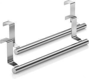 Stainless Steel <strong>Over</strong> <strong>Door</strong> <strong>Towel</strong> Rack Bar Holders for Universal Fit on <strong>Over</strong> Cabinet Cupboard <strong>Doors</strong> 2 Pack - Product Image 6