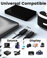 Kabel Serat Optik USB C 10Gbps 4K 60Hz Video PD 60W USB 3.2 Kabel Optik Aktif untuk Docking/Konferensi Video/Kamera/VR