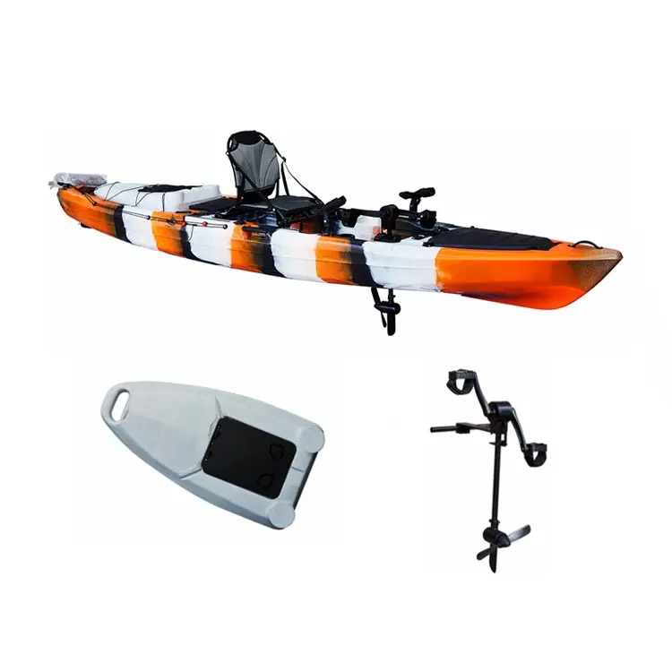 14ft Pro Angler China Boat Recreational Pedals Kayaks Sport Sea Ocean Fishing Sit Fishing Kayak With Rudder System