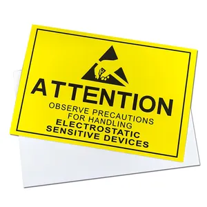ALLESD 정전기 방지 영어 게시판 경고 표지판, 정전기 보호 구역용 간판 및 스티커