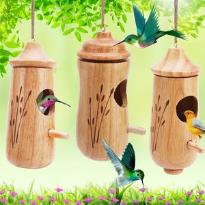 บ้านนกแกะสลักลายดอกไม้จากไม้ Petdom 2023 รุ่นใหม่ สำหรับแขวนภายนอก - Product Image 1