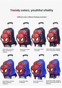 スパイダーマン漫画アニメーションバックパックローリングトロリーホイール付き防水生徒用バッグ小学校男の子用 - Product Image 2