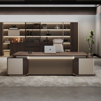 LBZ-192X  Bureau de direction en PVC thermoformé laqué haut de gamme, minimaliste et moderne en forme de L, pour usage commercial