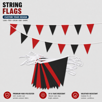 Guirlande de fanions triangulaires rouges réutilisables en polyester pour décorations de fêtes intérieures/extérieures et réunions de famille