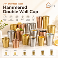 Vaso Térmico Apilable de Acero Inoxidable 304 de Doble Pared con Diseño Martillado para Cerveza, Café y Agua, Ideal para Restaurantes y Camping (Venta al Por Mayor)