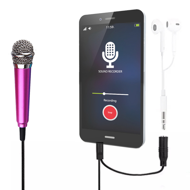 3.5mm TRRS Handheld Wired Omni-directional Condenser Microphone Noise Cancelling Headphone Jack Portable Lightweight Cellphone