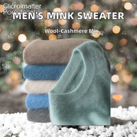 Pull en cachemire pour homme, col rond, automne-hiver, grande taille, anti-boulochage, 500g, tricoté épais, avec logo frontal