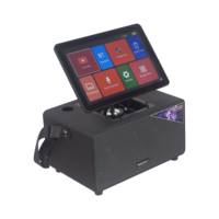 Máquina de Karaoke con Pantalla LCD de 14 Pulgadas, Doble Amplificador de 30W y 2 Micrófonos Inalámbricos para Cine en Casa, Fiestas al Aire Libre y Altavoz