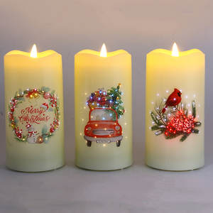 <span class=keywords><strong>Bougie</strong></span> Senmasine avec motif d'oiseau rouge, de <span class=keywords><strong>voiture</strong></span> et de couronne de fleurs, tête de lampe à balle, fibre optique en plastique, bougies LED scintillantes - Product Image 2