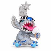 Pendentif Monstre 3D en Laiton Entièrement Sertie de Zircons Cubiques, Émail Coloré, Breloque Hip Hop pour Hommes Rappeurs, Vente en Gros