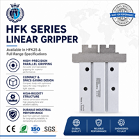 Cylindre pneumatique industriel HFK25F à double action, en alliage d'aluminium anodisé dur, pince à air, répétabilité de 0,01 mm, compatible