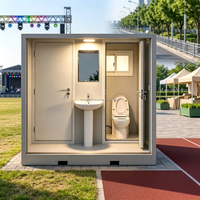 Cabine de toilettes mobiles préfabriquées à deux compartiments avec hall d'entrée indépendant, double compartiment, toilettes modulaires temporaires pour événements extérieurs