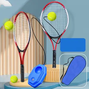 Raqueta de tenis de autoentrenamiento de aleación de hierro personalizada, entrenador individual, raquetas de tenis para principiantes con línea