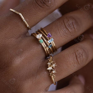 Gemnel Vrouwen Geschenk 925 Sterling Zilveren Zirkonia Geboortesteen Ring - Product Image 2