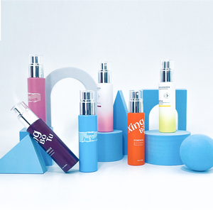 Botella <span class=keywords><strong>de</strong></span> Vidrio <span class=keywords><strong>de</strong></span> Lujo <span class=keywords><strong>de</strong></span> 50 ml con Fondo Grueso, Colorida, para Loción, Esencia, Suero o Base <span class=keywords><strong>de</strong></span> Maquillaje, en Vibrantes Tonos Naranja y Azul - Product Image 2