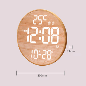 Reloj <span class=keywords><strong>de</strong></span> Pared LED Moderno para Decoración del Hogar, Creativo, Redondo, Silencioso, con Bambú Digital, 2 Alarmas, Temporizador, Temperatura, Calendario - Product Image 3
