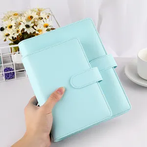 Macarons Notizbücher Ringbuch Lose blatt PU Leder Rohling/Aquare/Gepunktete Seiten A6 Leder Planer Notizbuch mit Stift halter