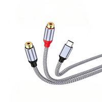 Câble audio Type C vers double RCA femelle, cordon auxiliaire stéréo HiFi tressé en nylon, noyau en cuivre pur pour haut-parleur, home cinéma, smartphone