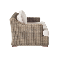Canapé deux places en rotin tressé PE avec structure en aluminium pour extérieur, coussin en mousse à séchage rapide, design moderne, imperméable, pour hôtel, villa, cour.