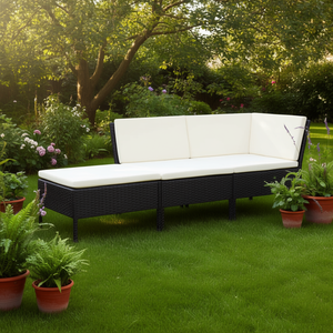 Set Lounge da Giardino Bianco Crema 4 Posti in Rattan Arredamento da Esterno Design Contemporaneo - Product Image 2