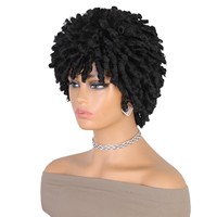 Perruque synthétique courte afro ondulée en fibre haute température, avec racine naturelle, base sans colle, pour femme, idéale pour les fêtes, le cosplay et le quotidien, 170g