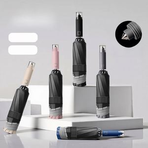 105cm Canopy Diameter 10 Ribs Aluminum Alloy <b>Frame</b> Black <b>Vinyl</b> Coating Car Window Breaking Tool Umbrella for Commuters Travel - Product Image 1