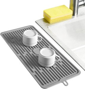 Household Reusable Large <b>Silicone</b> Dish Drain <b>Mat</b> Drying Heat Resistance Kitchen Rollable <b>Silicone</b> Drying <b>Mat</b> - Product Image 5