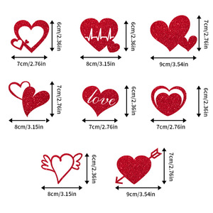 Papier 8 pièces/ensemble, cœur d'amour, <span class=keywords><strong>cupcake</strong></span> pour la Saint-Valentin, décoration de gâteau rouge en forme de cœur - Product Image 3
