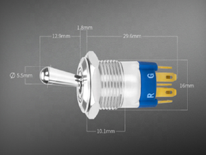 Interrupteur à bascule <span class=keywords><strong>12V</strong></span> étanche IP67 RGB LED interrupteur à bascule 16MM interrupteur à bascule en métal pour voiture bateau Marine - Product Image 5