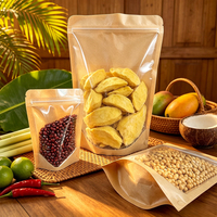 Kraftpapieren staande pouch met transparant venster, hersluitbare ritssluiting, voedselverpakking voor gedroogd fruit, bonen en snacks
