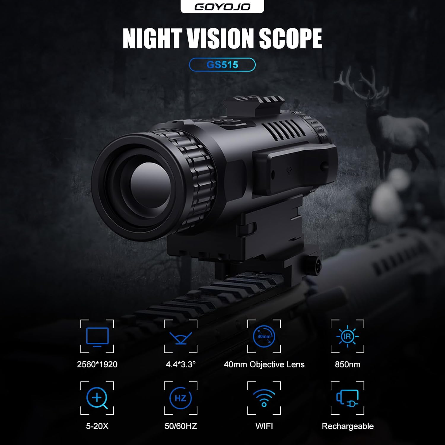 GOYOJO GS515 Digital Night Vision Scope - 5-20X Zoom HD
