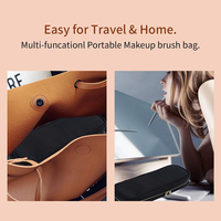 Porte-pinceaux de maquillage personnalisé, résistant à l'eau, pliable, portable, avec fermeture éclair, en cuir PU, tendance, petite capacité