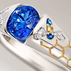 Anello a Nido d'Ape Blu per Donne, Gioiello da Dito Elegante e Minimalista in Stile Europeo e Americano - Product Image 3