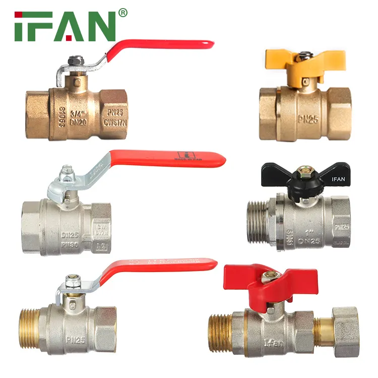 IFAN 도매 긴 손잡이 1/4 "-4" 황동 볼 밸브 물 공급을위한 수동 볼 밸브