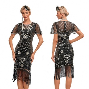 <span class=keywords><strong>Robe</strong></span> Flapper des années 1920, <span class=keywords><strong>grande</strong></span> <span class=keywords><strong>taille</strong></span> S-4XL, mode féminine vintage, style Great Gatsby, sequins colorés, franges, <span class=keywords><strong>robe</strong></span> de fête des années <span class=keywords><strong>20</strong></span>, costume en maille pour femmes - Product Image 1